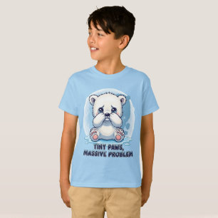 Camiseta Filhote de Urso Polar Triste Fofinho Patinhas Pequ