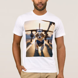 Camiseta Filhote Dourado Fofo Caminhando na Estrada Arte