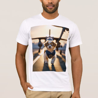 Camiseta Filhote Dourado Fofo Caminhando na Estrada Arte