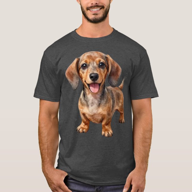 Camiseta Filhote feliz de Dachshund (Frente)
