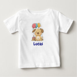 Camiseta Filhote Feliz, Menino, Vamos Festejar, 1º Aniversá