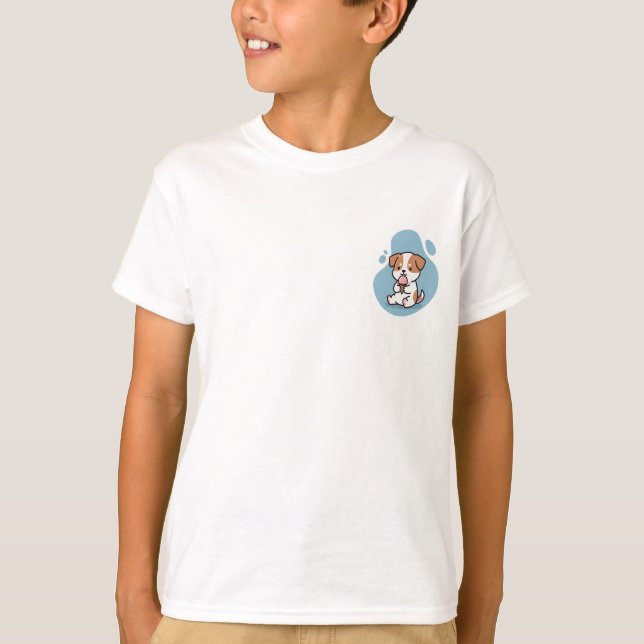 Camiseta Filhote Fofo Aproveitando Sorvete Crianças (Frente)