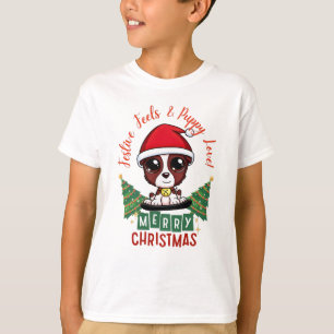 Camiseta Filhote Fofo Festivo no Trenó Natal Férias Criança
