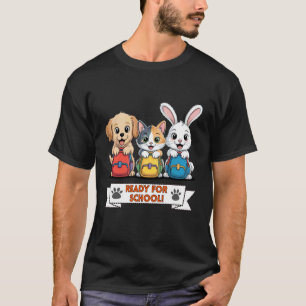 Camiseta Filhote Fofo Gatinho Coelho Volta às Aulas Cachorr