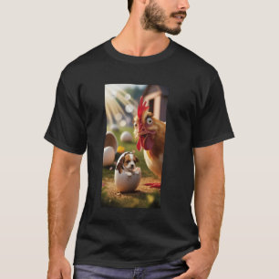 Camiseta Filhote nasce de ovo ao lado de galinha surpresa S