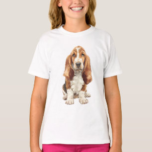 Camiseta Filhote Triste de Orelhas Caídas da Raça Basset Ho
