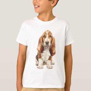 Camiseta Filhote Triste de Orelhas Caídas da Raça Basset Ho