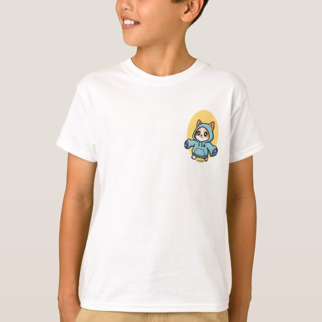 Camiseta Filhotes com Capuz Azul (Frente)