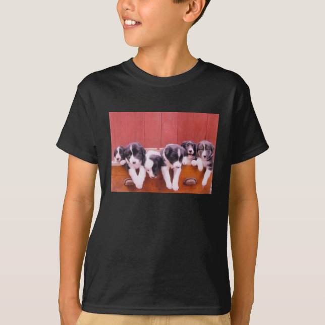 Camiseta Filhotes de Border Collie Fofos Animal (Frente)