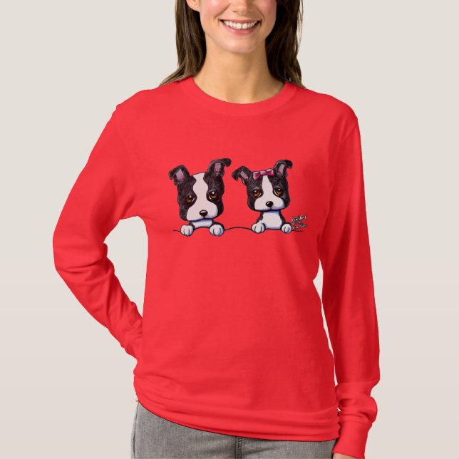 Camiseta Filhotes de cachorro de Boston Terrier (Frente)