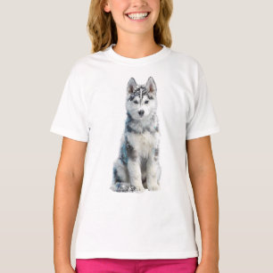 Camiseta Filhotes de Husky Siberiano Nevado Crianças