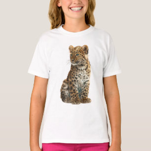 Camiseta Filhotes de Leopardo Manchado de Olhos Azuis Curio