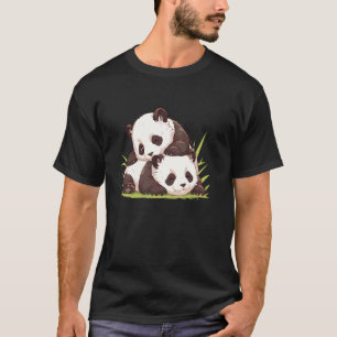 Camiseta Filhotes de Panda Bebê Brincando  Urso Panda Japon