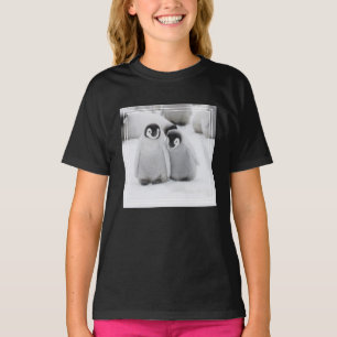 Camiseta Filhotes de Pinguim Imperador no Gelo na Antártida