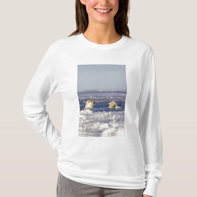 Camiseta Filhotes de urso polar brincando (Frente)