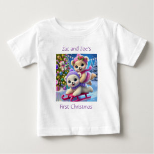 Camiseta Filhotes de Urso Polar Fofos em Trenó