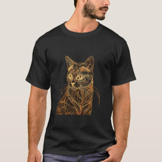 Camiseta Filigree Feline: Um Retrato De Gato Ornamentado
