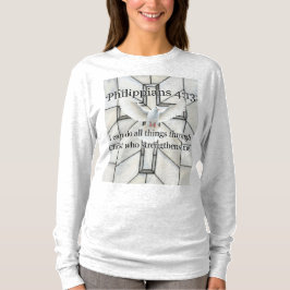 Camiseta Filipenses 4:13 Versículo da Bíblia Manga Longa Fe