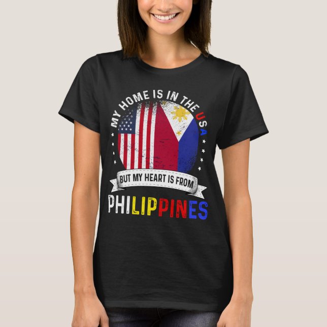 Camiseta Filipina American Flag Filipino Roots USA Citizen (Frente)