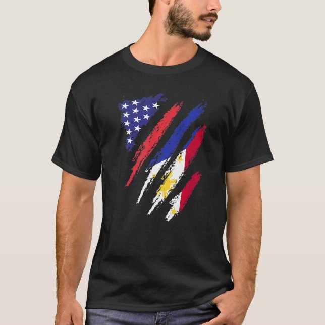 Camiseta Filipinas: Bandeira Americana Patriot Herita (Frente)
