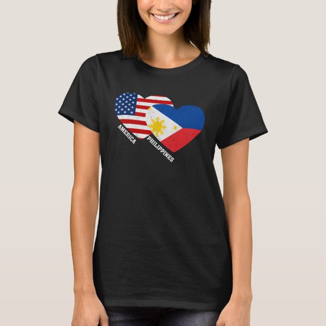 Camiseta Filipinas: Bandeira do Orgulho Americano Filipino  (Frente)