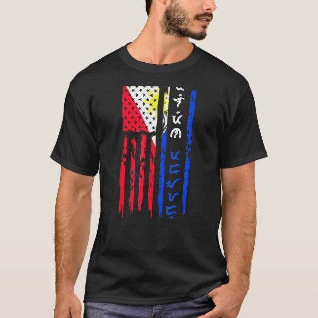 Camiseta Filipinas Bandeira dos Estados Unidos Orgulho Amer (Frente)
