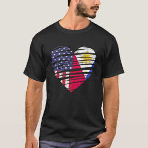 Camiseta Filipinas Coração Americano Crescente Herito Patri