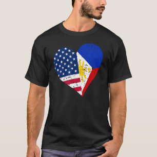 Camiseta Filipinas EUA Coração Afetado Filipino Americano