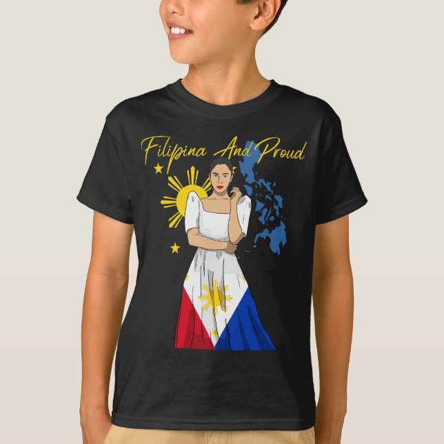 Camiseta Filipinas Pinay Filipina Pride Islands Flag Girl (Frente)