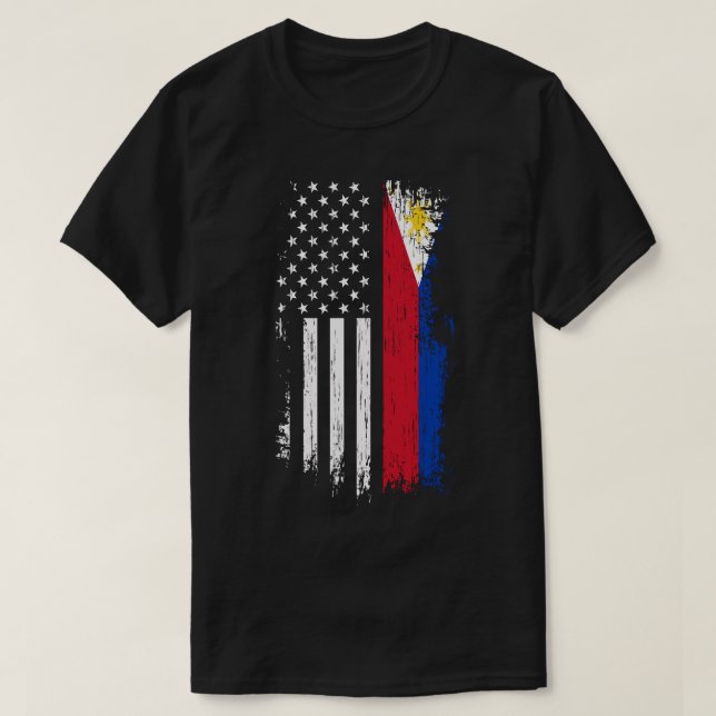 Camiseta Filipino American Flag Hoodie - Orgulho Filipinas (Frente do Design)