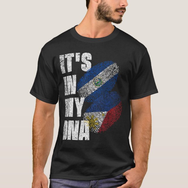Camiseta Filipino E Salvadoriano Mix Heritage Flag (Frente)