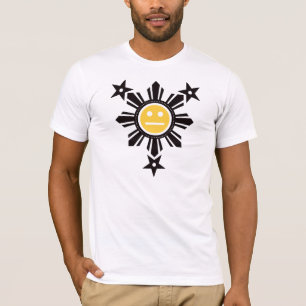 Camiseta Filipino Sun e cara das estrelas - preto e amarelo