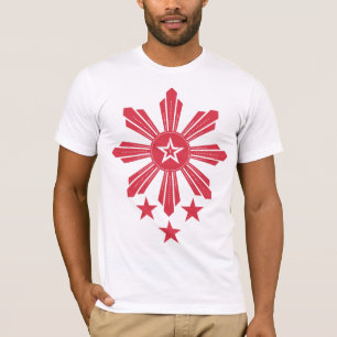 Camiseta Filipino Sun e estrelas - vermelho