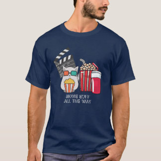 Camiseta Filme Buff Cat com pipoca e bebidas