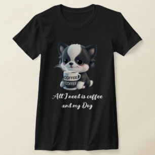Camiseta Filme de cachorro bonito - Eu adoro café