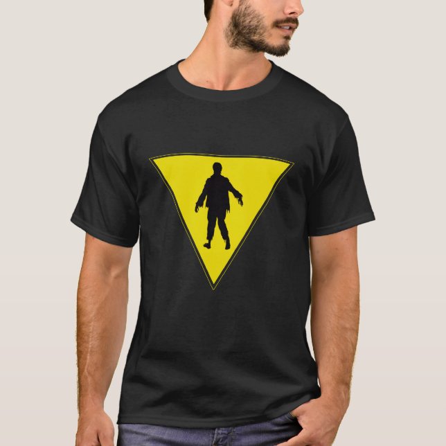 Camiseta Filme de Horror com Sinal de Rendimento Zombie (Frente)
