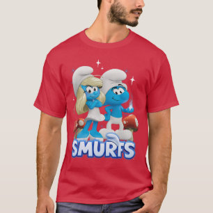 Camiseta Filme dos Smurfs Smurfette e retrato sem nome dese