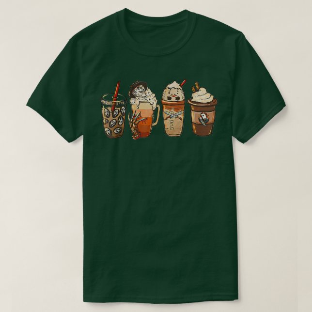 Camiseta Filme Horror E Café Halloween Spooky Season Co (Frente do Design)