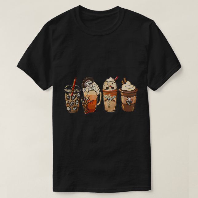 Camiseta Filme Horror E Café Halloween Spooky Season Co (Frente do Design)