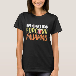 Camiseta Filmes de Festa de Pijama Noite de Lanche Pipoca