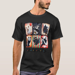 Camiseta Filmes de Terror Abóbora Assustadora Gata Preta Mã