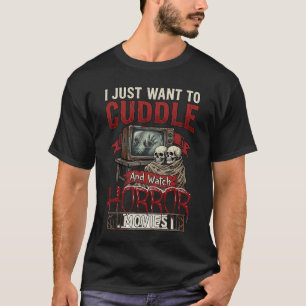 Camiseta Filmes de Terror Aconchegantes Mon Halloween Crâni