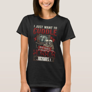 Camiseta Filmes de Terror Aconchegantes Mon Halloween Crâni
