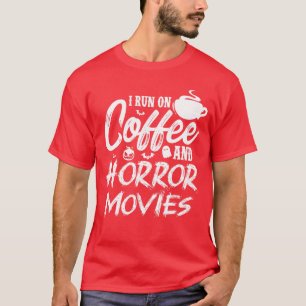 Camiseta Filmes de Terror com Café Fã de Filme de Terror Ca
