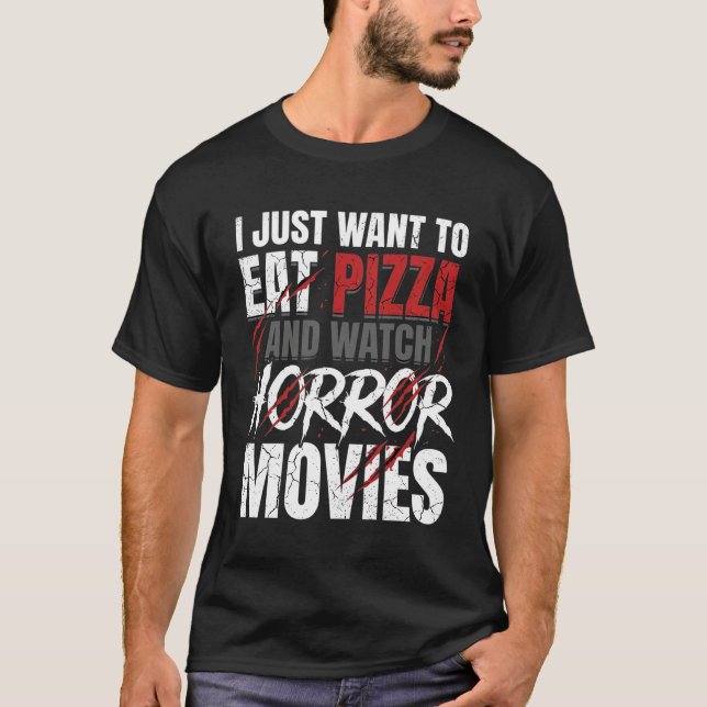 Camiseta Filmes de Terror de Pizza Design de Halloween_1 (Frente)