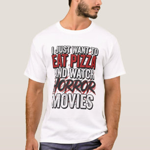Camiseta Filmes de Terror de Pizza Tipografia Vintage de Ha