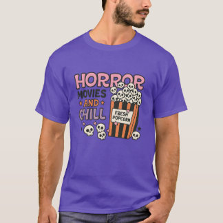 Camiseta Filmes de terror e Design de milho de pipoca