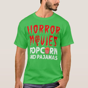 Camiseta Filmes de Terror Femininos Pipoca e Pijamas Spooky