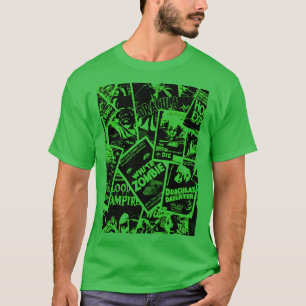 Camiseta Filmes de Terror Vintage Retro Colagem Menino verd