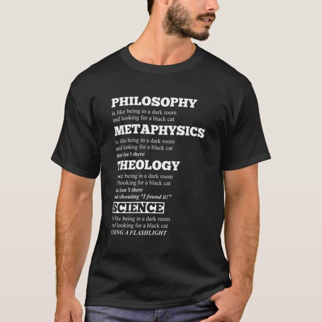 Camiseta Filosofia Metafísica Teologia Ciência Humor Hood (Frente)